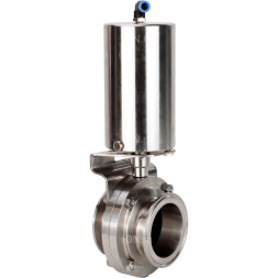 Затвор дисковый поворотный кламповый WBV3131S-2W-C-H Ду32 Ру10 корпус - пищевая нержавеющая сталь 304, уплотнение – Silicon, с пневмоприводом PA-SA-85 с возвратными пружинами