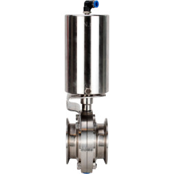 Затвор дисковый поворотный кламповый WBV3131S-2W-C-H Ду32 Ру10 корпус - пищевая нержавеющая сталь 304, уплотнение – Silicon, с пневмоприводом PA-SA-85 с возвратными пружинами