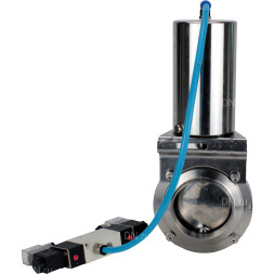 Затвор дисковый поворотный WBV3131E-2W-W-H Ду20 Ру10 под приварку, пищевая нержавеющая сталь 304, уплотнение – EPDM, с пневмоприводом PA-SA-85 и пневмораспределителем 4V320-10 AC220V