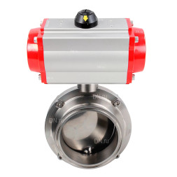 Затвор дисковый поворотный кламповый WBV3131E-2W-C-H Ду25 Ру10 корпус - пищевая нержавеющая сталь 304, уплотнение – EPDM, с пневмоприводом PA-SA-065 с возвратными пружинами