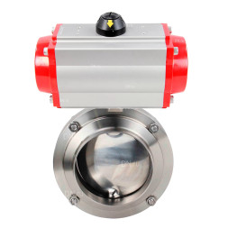 Затвор дисковый поворотный WBV3131E-2W-W-H Ду15 Ру10 под приварку, пищевая нержавеющая сталь 304, уплотнение – EPDM, с пневмоприводом PA-DA-065 двойного действия