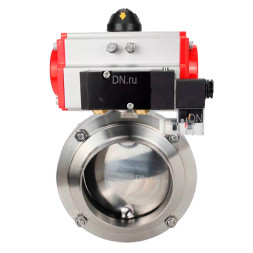 Затвор дисковый поворотный WBV3131S-2W-W-H Ду80 Ру10 под приварку, пищевая нержавеющая сталь 304, уплотнение – Silicon, с пневмоприводом PA-DA-065 и пневмораспределителем 4M310-08 AC220V