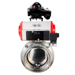 Затвор дисковый поворотный WBV3131E-2W-T-H Ду20 Ру10 резьбовой, пищевая нержавеющая сталь 304, уплотнение – EPDM, с пневмоприводом PA-SA-065, пневмораспределителем 4M310-08 DC24V и БКВ APL-210N