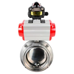 Затвор дисковый поворотный WBV3131E-2W-T-H Ду25 Ру10 резьбовой, пищевая нержавеющая сталь 304, уплотнение – EPDM, с пневмоприводом PA-DA-065 и БКВ APL-510N EX