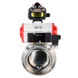 Затвор дисковый поворотный WBV3131S-2W-T-H Ду20 Ру10 резьбовой, пищевая нержавеющая сталь 304, уплотнение – Silicon, с пневмоприводом PA-DA-052, пневмораспределителем 4M310-08 AC220V и БКВ APL-510N EX