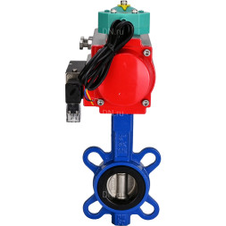 Затвор дисковый поворотный WBV1132N-2W-Fb-H Ду150 Ру16 корпус - чугун GG25, диск - нержавеющая сталь 316L, уплотнение - NBR, с пневмоприводом PA-DA-105, пневмораспределителем 4M310-08 AC220V и магнитным переключателем ALS200D