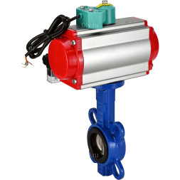 Затвор дисковый поворотный WBV1132N-2W-Fb-H Ду150 Ру16 корпус - чугун GG25, диск - нержавеющая сталь 316L, уплотнение - NBR, с пневмоприводом PA-DA-105, пневмораспределителем 4M310-08 AC220V и магнитным переключателем ALS200D