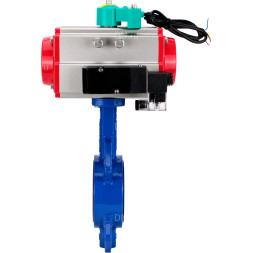 Затвор дисковый поворотный WBV1432E-2W-Fb-H Ду125 Ру16 корпус - чугун GGG50, диск - нержавеющая сталь 316L, уплотнение - EPDM, с пневмоприводом PA-DA-083, пневмораспределителем 4M310-08 AC220V и магнитным переключателем ALS200D