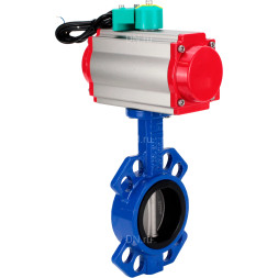Затвор дисковый поворотный WBV1432E-2W-Fb-H Ду125 Ру16 корпус - чугун GGG50, диск - нержавеющая сталь 316L, уплотнение - EPDM, с пневмоприводом PA-DA-083, пневмораспределителем 4M310-08 AC220V и магнитным переключателем ALS200D