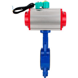 Затвор дисковый поворотный WBV1432E-2W-Fb-H Ду125 Ру16 корпус - чугун GGG50, диск - нержавеющая сталь 316L, уплотнение - EPDM, с пневмоприводом PA-DA-083, пневмораспределителем 4M310-08 AC220V и магнитным переключателем ALS200D