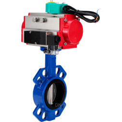 Затвор дисковый поворотный WBV1432E-2W-Fb-H Ду100 Ру16 корпус - чугун GGG50, диск - нержавеющая сталь 316L, уплотнение - EPDM, с пневмоприводом PA-DA-083, пневмораспределителем 4M310-08 DC24V и магнитным переключателем ALS200D