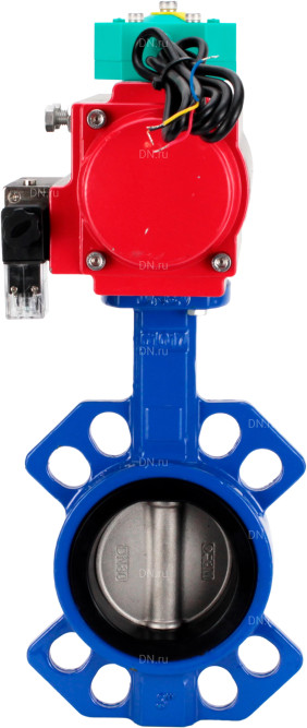 Затвор дисковый поворотный WBV1432E-2W-Fb-H Ду100 Ру16 корпус - чугун GGG50, диск - нержавеющая сталь 316L, уплотнение - EPDM, с пневмоприводом PA-DA-083, пневмораспределителем 4M310-08 DC24V и магнитным переключателем ALS200D в Алматы