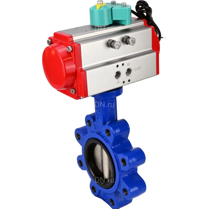 Затвор дисковый поворотный WBV1616E-2W-Fb-H Ду150 Ру16 LUG корпус - чугун QT450, диск - чугун QT450, уплотнение - EPDM, с пневмоприводом PA-DA-105 и магнитным переключателем ALS200D в Алматы