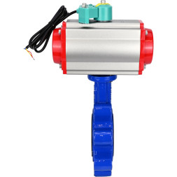 Затвор дисковый поворотный WBV1616N-2W-Fb-H Ду80 Ру16 LUG корпус - чугун QT450, диск - чугун QT450, уплотнение - NBR, с пневмоприводом PA-DA-083, пневмораспределителем 4M310-08 AC220V и магнитным переключателем ALS200D
