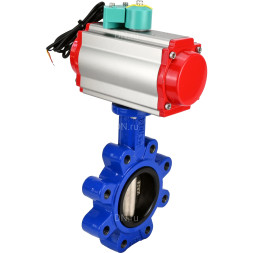 Затвор дисковый поворотный WBV1616N-2W-Fb-H Ду80 Ру16 LUG корпус - чугун QT450, диск - чугун QT450, уплотнение - NBR, с пневмоприводом PA-DA-083, пневмораспределителем 4M310-08 AC220V и магнитным переключателем ALS200D