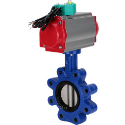 Затвор дисковый поворотный WBV1631E-2W-Fb-H Ду80 Ру16 LUG корпус - чугун QT450, диск - нержавеющая сталь 304, уплотнение - EPDM, с пневмоприводом PA-DA-083 и магнитным переключателем ALS200D