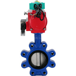 Затвор дисковый поворотный WBV1631N-2W-Fb-H Ду125 Ру16 LUG корпус - чугун QT450, диск - нержавеющая сталь 304, уплотнение - NBR, с пневмоприводом PA-DA-105, пневмораспределителем 4M310-08 AC220V и магнитным переключателем ALS200D