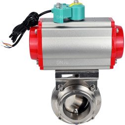 Затвор дисковый поворотный кламповый WBV3131E-2W-C-H Ду20 Ру10 корпус - пищевая нержавеющая сталь 304, уплотнение - EPDM, с пневмоприводом PA-DA-052, пневмораспределителем 4M310-08 DC24V и магнитным переключателем ALS200D