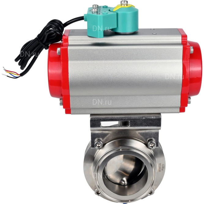 Затвор дисковый поворотный кламповый WBV3131E-2W-C-H Ду32 Ру10 корпус - пищевая нержавеющая сталь 304, уплотнение - EPDM, с пневмоприводом PA-DA-052, пневмораспределителем 4M310-08 DC24V и магнитным переключателем ALS200D в Алматы