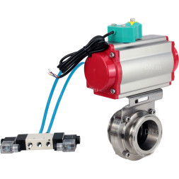 Затвор дисковый поворотный кламповый WBV3131E-2W-C-H Ду20 Ру10 корпус - пищевая нержавеющая сталь 304, уплотнение - EPDM, с пневмоприводом PA-DA-052, пневмораспределителем 4V320-08 AC220V и магнитным переключателем ALS200D