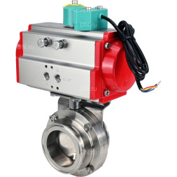 Затвор дисковый поворотный кламповый WBV3131S-2W-C-H Ду80 Ру10 корпус - пищевая нержавеющая сталь 304, уплотнение - Silicon, с пневмоприводом PA-DA-052 и магнитным переключателем ALS200D