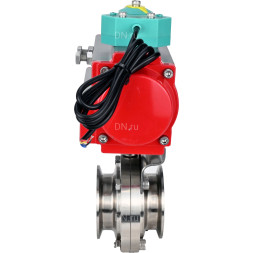 Затвор дисковый поворотный кламповый WBV3131S-2W-C-H Ду80 Ру10 корпус - пищевая нержавеющая сталь 304, уплотнение - Silicon, с пневмоприводом PA-DA-052 и магнитным переключателем ALS200D