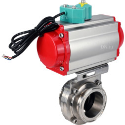 Затвор дисковый поворотный кламповый WBV3131S-2W-C-H Ду80 Ру10 корпус - пищевая нержавеющая сталь 304, уплотнение - Silicon, с пневмоприводом PA-DA-052 и магнитным переключателем ALS200D