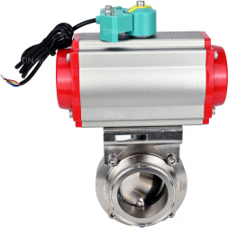 Затвор дисковый поворотный кламповый WBV3131S-2W-C-H Ду80 Ру10 корпус - пищевая нержавеющая сталь 304, уплотнение - Silicon, с пневмоприводом PA-DA-052 и магнитным переключателем ALS200D