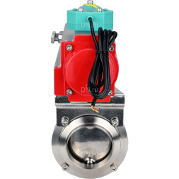 Затвор дисковый поворотный WBV3131S-2W-W-H Ду25 Ру10 под приварку, пищевая нержавеющая сталь 304, уплотнение - Silicon, с пневмоприводом PA-DA-052 и магнитным переключателем ALS200D