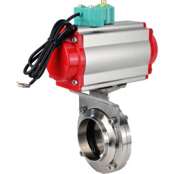 Затвор дисковый поворотный WBV3131S-2W-W-H Ду25 Ру10 под приварку, пищевая нержавеющая сталь 304, уплотнение - Silicon, с пневмоприводом PA-DA-052 и магнитным переключателем ALS200D