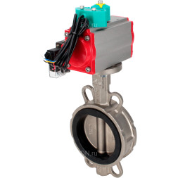 Затвор дисковый поворотный WBV3232E-2W-Fb-H Ду80 Ру16 корпус - нержавеющая сталь 316L, диск - нержавеющая сталь 316L, уплотнение - EPDM, с пневмоприводом PA-DA-083, пневмораспределителем 4M310-08 AC220V и магнитным переключателем ALS200D