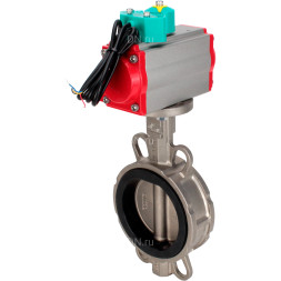 Затвор дисковый поворотный WBV3232E-2W-Fb-H Ду100 Ру16 корпус - нержавеющая сталь 316L, диск - нержавеющая сталь 316L, уплотнение - EPDM, с пневмоприводом PA-DA-083 и магнитным переключателем ALS200D
