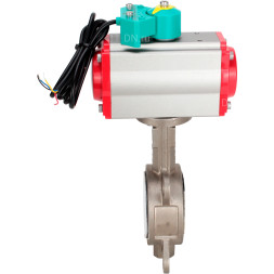 Затвор дисковый поворотный WBV3232P-2W-Fb-H Ду50 Ру16 корпус - нержавеющая сталь 316L, диск - нержавеющая сталь 316L, уплотнение - PTFE, с пневмоприводом PA-DA-083 и магнитным переключателем ALS200D