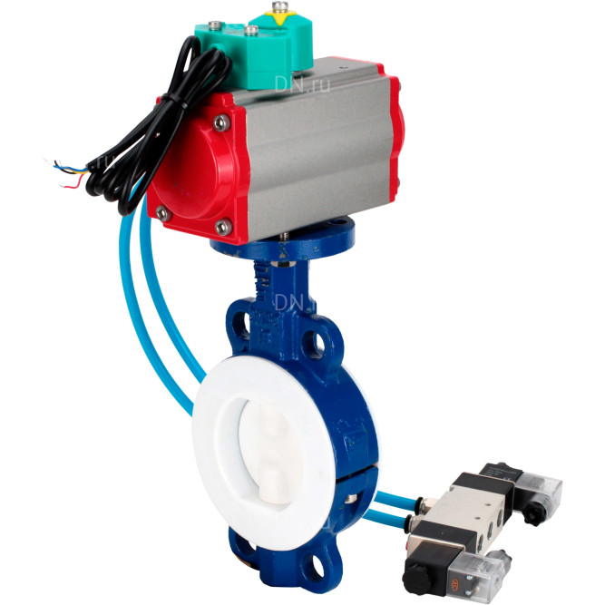 Затвор дисковый поворотный WBV3434Pf-2W-Fb-R Ду150 Ру16 корпус - углеродистая сталь WCB, диск - углеродистая сталь WCB, футерованный PTFE, уплотнение - PTFE, с PA-DA-105, 4V320-08 AC220V и ALS200D в Алматы
