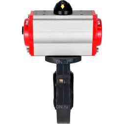 Затвор дисковый поворотный WBV4242E-2W-Fb-ISO Дн200 Ру10 межфланцевый, корпус - НПВХ, диск - НПВХ, уплотнение - EPDM, с пневмоприводом PA-SA-105 и пневмораспределителем 4M310-08 AC220V