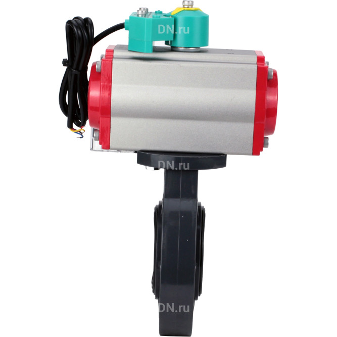 Затвор дисковый поворотный WBV4242E-2W-Fb-ISO Дн125 Ру10 межфланцевый, корпус - НПВХ, диск - НПВХ, уплотнение - EPDM, с пневмоприводом PA-SA-105, пневмораспределителем 4M310-08 AC220V и магнитным переключателем ALS200D в Алматы
