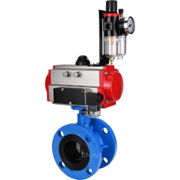 Затвор дисковый поворотный WBV1313E-2W-F-H Ду80 Ру16 фланцевый, корпус - чугун GGG40, диск - чугун GGG40, уплотнение - EPDM, с пневмоприводом PA-DA-105, пневмораспределителем 4M310-08 AC220V и БПВ AFC2000