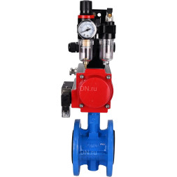 Затвор дисковый поворотный WBV1313E-2W-F-H Ду150 Ру16 фланцевый, корпус - чугун GGG40, диск - чугун GGG40, EPDM, с пневмоприводом PA-DA-130, пневмораспределителем 4M310-08 AC220V, БКВ APL-210N и БПВ AFC2000
