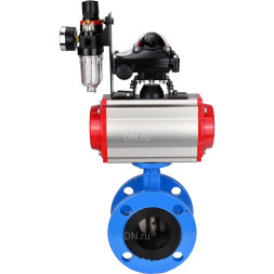 Затвор дисковый поворотный WBV1313E-2W-F-H Ду150 Ру16 фланцевый, корпус - чугун GGG40, диск - чугун GGG40, EPDM, с пневмоприводом PA-DA-130, пневмораспределителем 4M310-08 AC220V, БКВ APL-210N и БПВ AFC2000