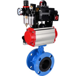 Затвор дисковый поворотный WBV1313E-2W-F-H Ду150 Ру16 фланцевый, корпус - чугун GGG40, диск - чугун GGG40, EPDM, с пневмоприводом PA-DA-130, пневмораспределителем 4M310-08 AC220V, БКВ APL-410N EX и БПВ AFC2000