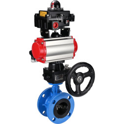 Затвор дисковый поворотный WBV1313E-2W-F-H Ду125 Ру16 фланцевый, корпус - чугун GGG40, диск - чугун GGG40, EPDM, с пневмоприводом PA-DA-130, пневмораспределителем 4M310-08 AC220V, БКВ APL-410N EX и ручным дублером MON1-250-T26-ISO