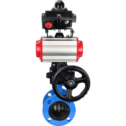 Затвор дисковый поворотный WBV1313E-2W-F-H Ду125 Ру16 фланцевый, корпус - чугун GGG40, диск - чугун GGG40, EPDM, с пневмоприводом PA-DA-130, пневмораспределителем 4M310-08 AC220V, БКВ APL-410N EX и ручным дублером MON1-250-T26-ISO