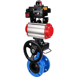 Затвор дисковый поворотный WBV1313E-2W-F-H Ду125 Ру16 фланцевый, корпус - чугун GGG40, диск - чугун GGG40, EPDM, с пневмоприводом PA-DA-130, пневмораспределителем 4M310-08 AC220V, БКВ APL-410N EX и ручным дублером MON1-250-T26-ISO