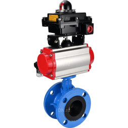 Затвор дисковый поворотный WBV1313E-2W-F-H Ду150 Ру16 фланцевый, корпус - чугун GGG40, диск - чугун GGG40, уплотнение - EPDM, с пневмоприводом PA-DA-130, пневмораспределителем 4M310-08 AC220V и БКВ APL-410N EX