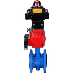 Затвор дисковый поворотный WBV1313E-2W-F-H Ду125 Ру16 фланцевый, корпус - чугун GGG40, диск - чугун GGG40, уплотнение - EPDM, с пневмоприводом PA-DA-130, пневмораспределителем 4M310-08 DC24V и БКВ APL-410N EX
