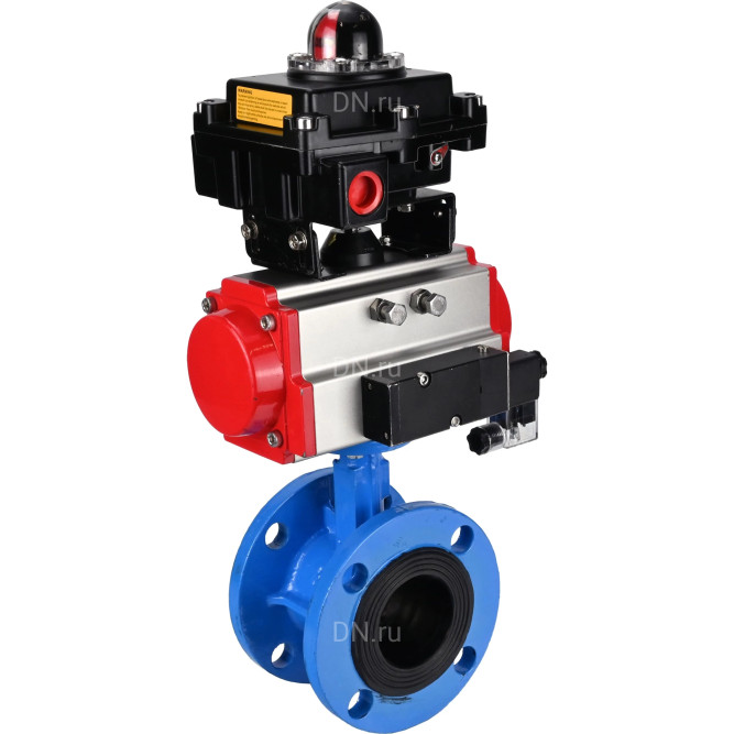 Затвор дисковый поворотный WBV1313E-2W-F-H Ду150 Ру16 фланцевый, корпус - чугун GGG40, диск - чугун GGG40, уплотнение - EPDM, с пневмоприводом PA-DA-130, пневмораспределителем 4M310-08 DC24V и БКВ APL-410N EX в Алматы