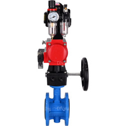 Затвор дисковый поворотный WBV1313E-2W-F-H Ду150 Ру16 фланцевый, корпус - чугун GGG40, диск - чугун GGG40, EPDM, с пневмоприводом PA-DA-130, пневмораспределителем 4M310-08 DC24V, БКВ APL-510N EX, ручным дублером MON1-250-T26-ISO и БПВ AFC2000