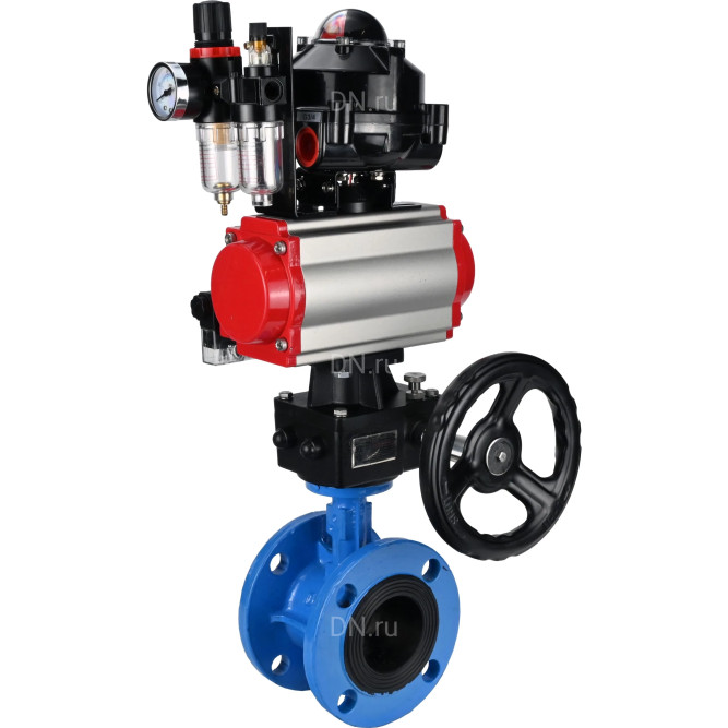 Затвор дисковый поворотный WBV1313E-2W-F-H Ду150 Ру16 фланцевый, корпус - чугун GGG40, диск - чугун GGG40, EPDM, с пневмоприводом PA-DA-130, пневмораспределителем 4M310-08 DC24V, БКВ APL-510N EX, ручным дублером MON1-250-T26-ISO и БПВ AFC2000 в Алматы