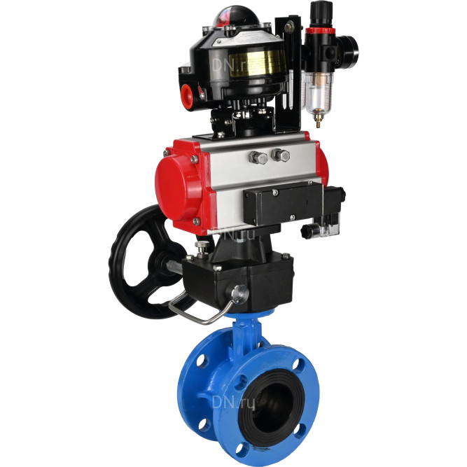 Затвор дисковый поворотный WBV1313E-2W-F-H Ду150 Ру16 фланцевый, корпус - чугун GGG40, диск - чугун GGG40, EPDM, с пневмоприводом PA-DA-130, пневмораспределителем 4M310-08 DC24V, БКВ APL-510N EX, ручным дублером MON1-250-T26-ISO и БПВ AFC2000 в Алматы