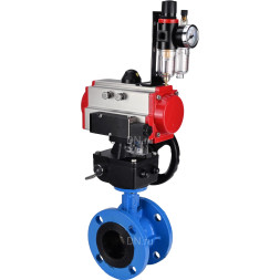 Затвор дисковый поворотный WBV1313E-2W-F-H Ду125 Ру16 фланцевый, корпус - чугун GGG40, диск - чугун GGG40, EPDM, с пневмоприводом PA-DA-130, пневмораспределителем 4M310-08 DC24V, ручным дублером MON1-250-T26-ISO и БПВ AFC2000